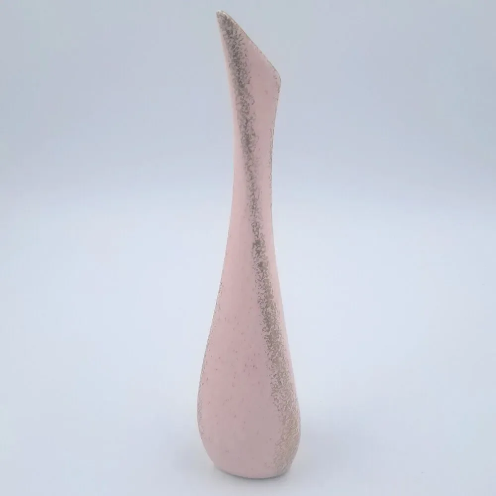 Pink & Gold Speckled Twisted Stem Ceramic Vase